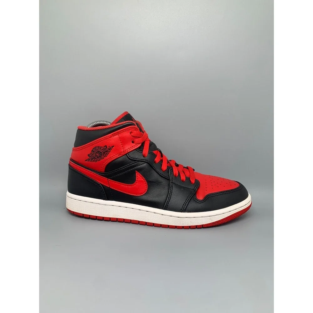 Jordan 1 Mid Bred‎ Black Red Basketball SHoes DQ8426-060 Men's Sz 8.5